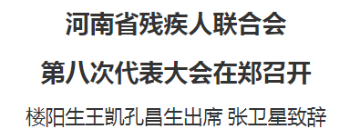 河南省殘疾人聯(lián)合會(huì)第八次代表大會(huì)在鄭召開